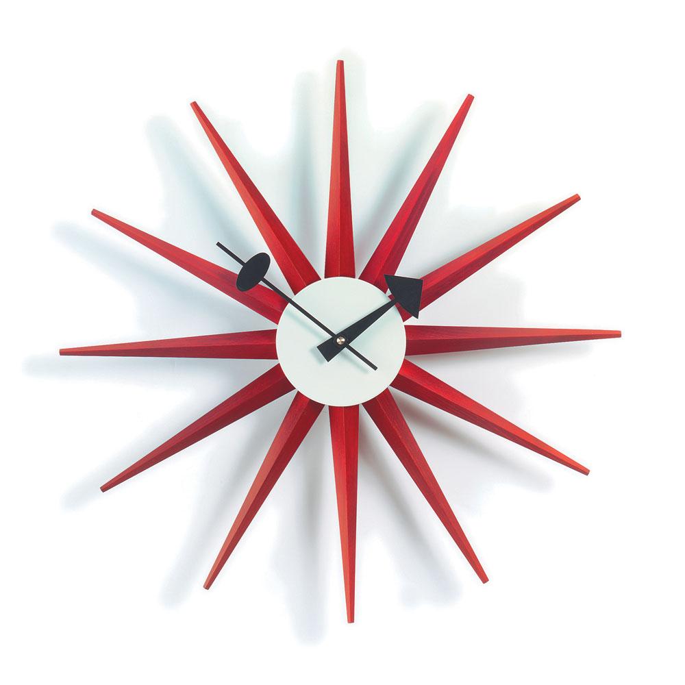 The Sunburst Clock: Red on display.