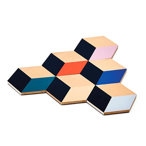 Table Tiles Coasters built into a pyramid.