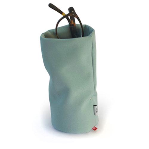 Sacco Glasses Holder: Grey Blue holding a pair of glasses.