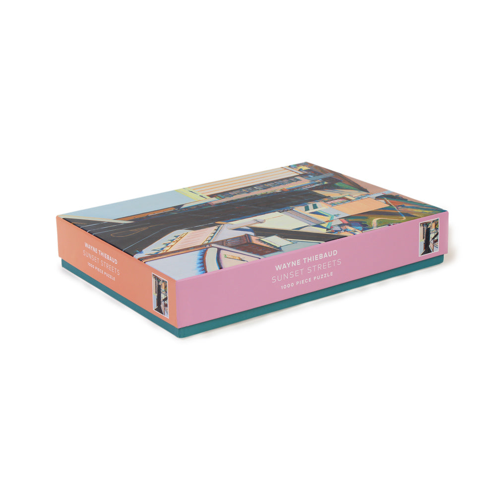 Box with an image of Wayne Thiebaud&#39;s painting &#39;Sunset Streets&#39;; Contains puzzle of same image.