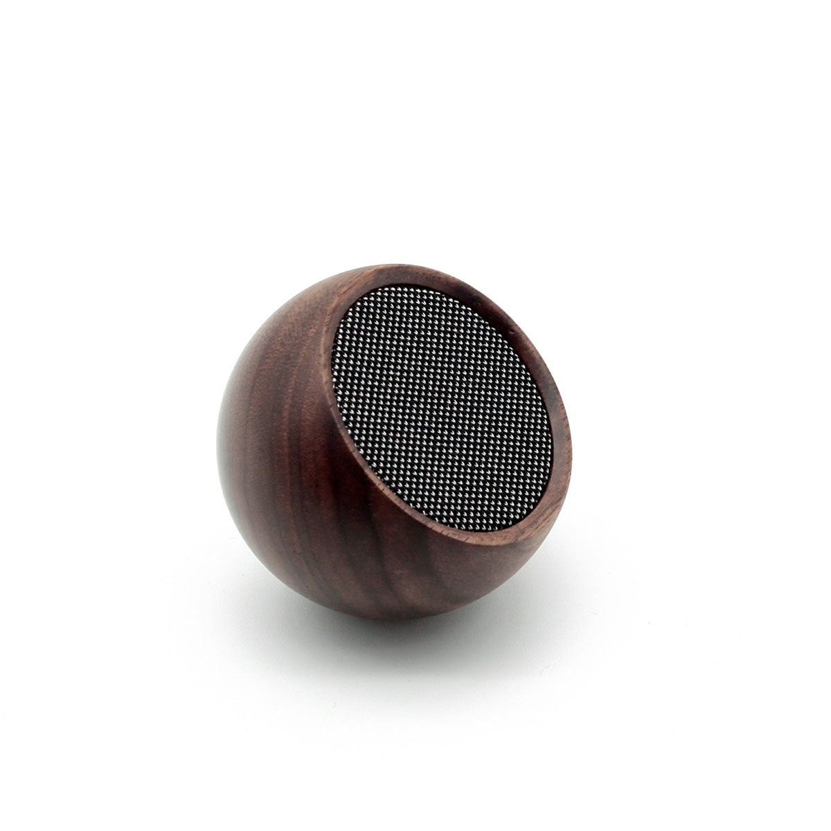 The Tumbler Selfie Speaker: Walnut on display.