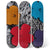 All three decks from the Warhol Flowers Triptych Skateboards: Multi displayed standing side by side.