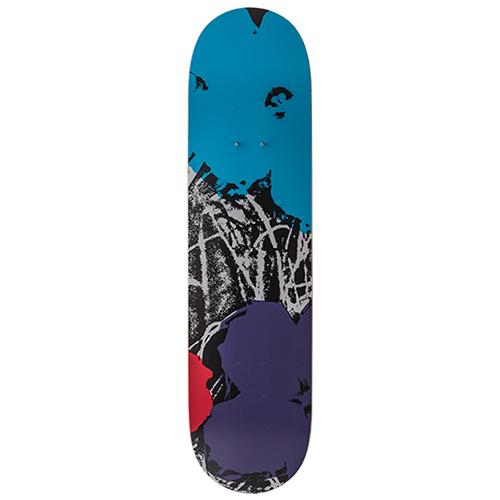 The blue and purple deck from the Warhol Flowers Triptych Skateboards: Multi.
